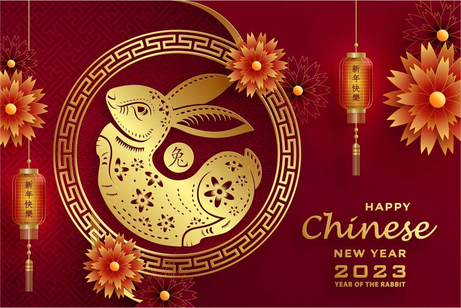 2023兔年中国风新年春节剪纸风节日宣传插画海报背景展板AI素材【183】